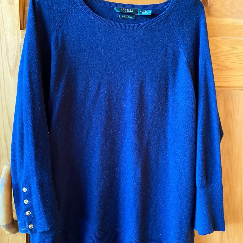Ralph Lauren blue sweater 3X gold buttons.